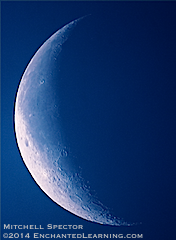 Waning Crescent Moon in the Blue Morning Sky