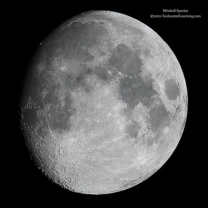 Waxing Gibbous Moon, 91% Illuminated - EnchantedLearning.com