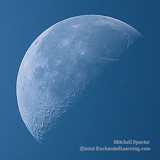 Last Quarter Moon in the Blue Daytime Sky