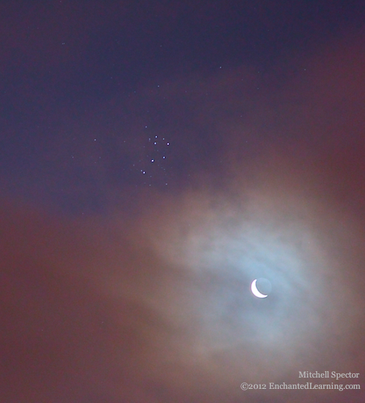 The Pleiades Looking Down on the Moon