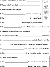 Australia Quiz Worksheet Enchantedlearning Com