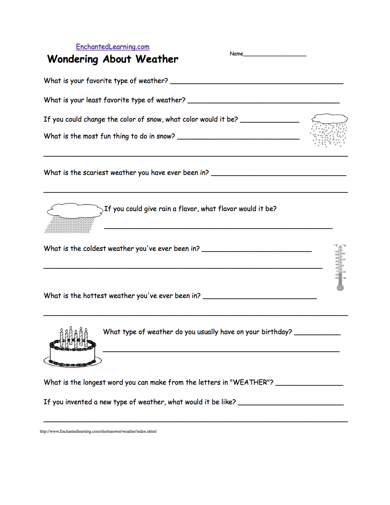 weather related writing activities at enchantedlearning com