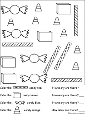 sorting color and count the candies worksheet 1 printout