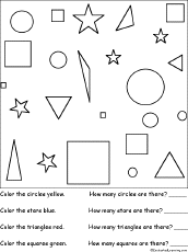 Search result: 'Sorting: Color and count the shapes Worksheet Printout'