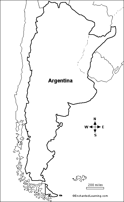 Outline Map Argentina Enchantedlearning Com