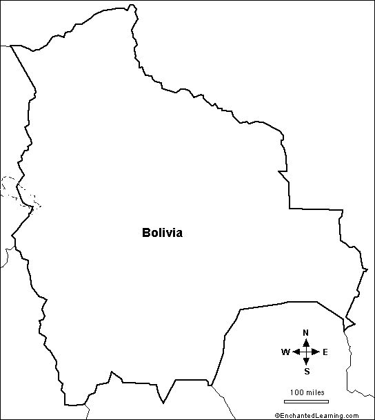 Outline Map Research Activity #3 - Bolivia - EnchantedLearning.com