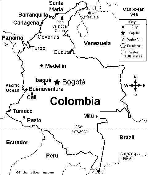 colombian geographical map