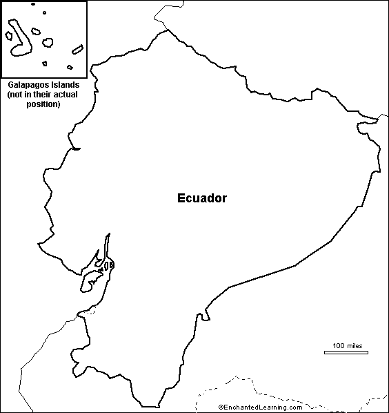 Outline Map Research Activity #1 - Ecuador - EnchantedLearning.com