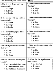 Three Little Pigs - Multiple choice comprehension quiz ...