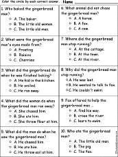 Search result: 'The Gingerbread Man - Multiple choice comprehension quiz'