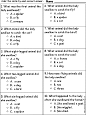 Search result: 'The Old Lady and the Fly - Multiple choice comprehension quiz'