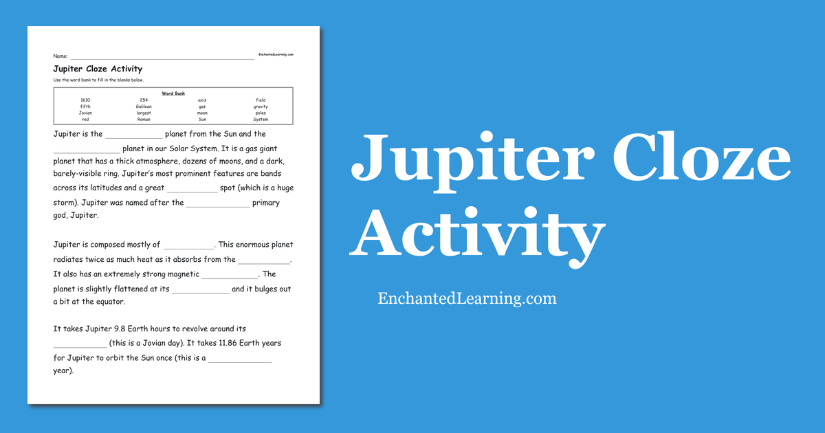 Jupiter Cloze Activity Enchanted Learning