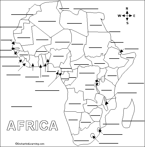 Fill In The Blank Africa Map Label African Countries Printout   EnchantedLearning.com
