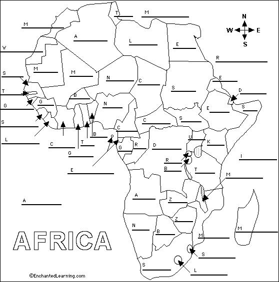 Map Of Africa Print Out Label African Countries Printout   EnchantedLearning.com