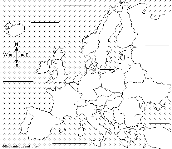 Map Of Europe To Print Europe Map Printout - Enchantedlearning.com