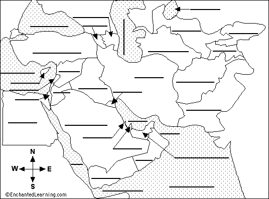 middle east labeled map