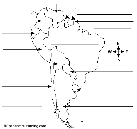 South America Fill In Map Label South America Printout   EnchantedLearning.com