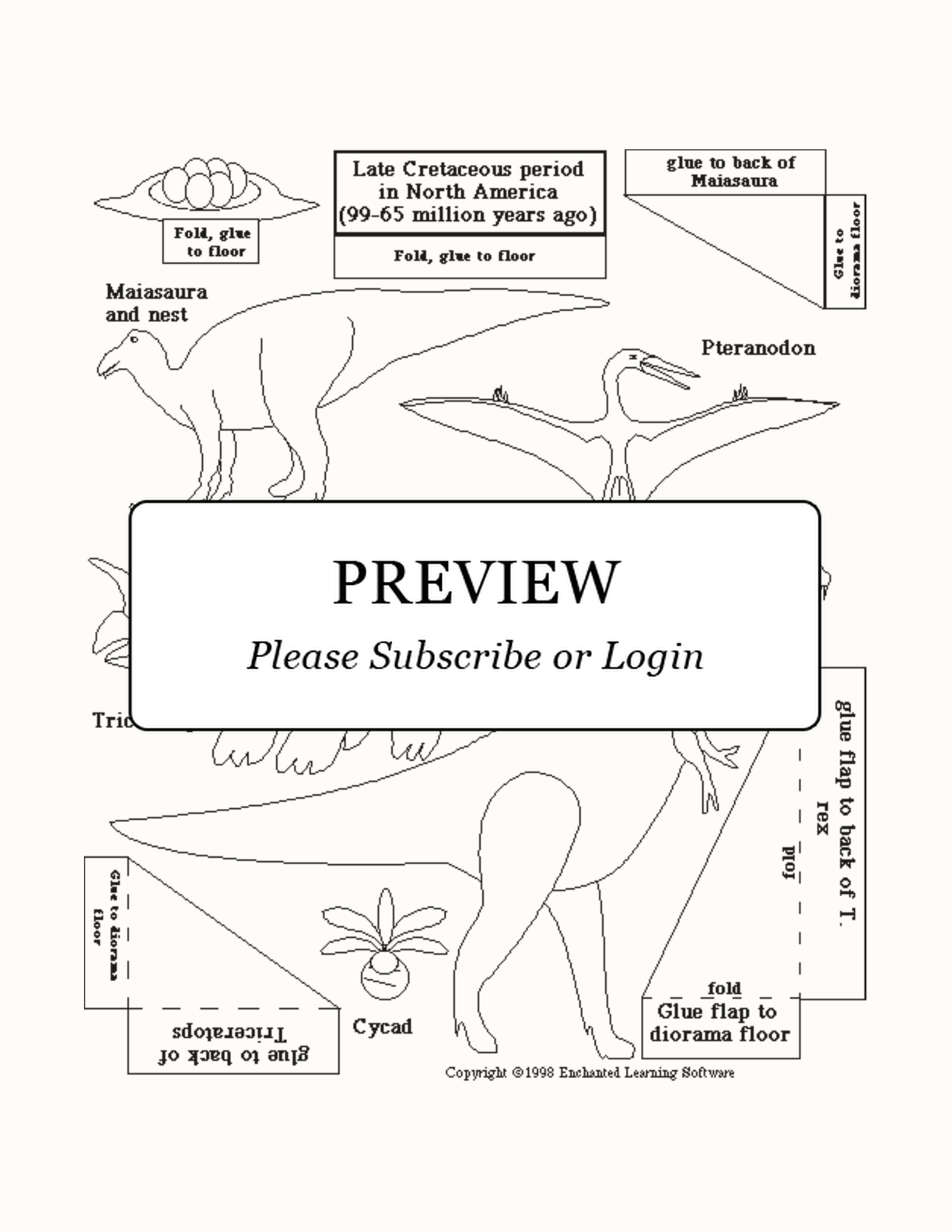 Dinosaur Diorama Template Cretaceous #1 interactive printout page 1