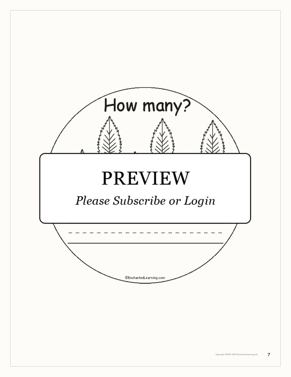 How Many Leaves? interactive printout page 7