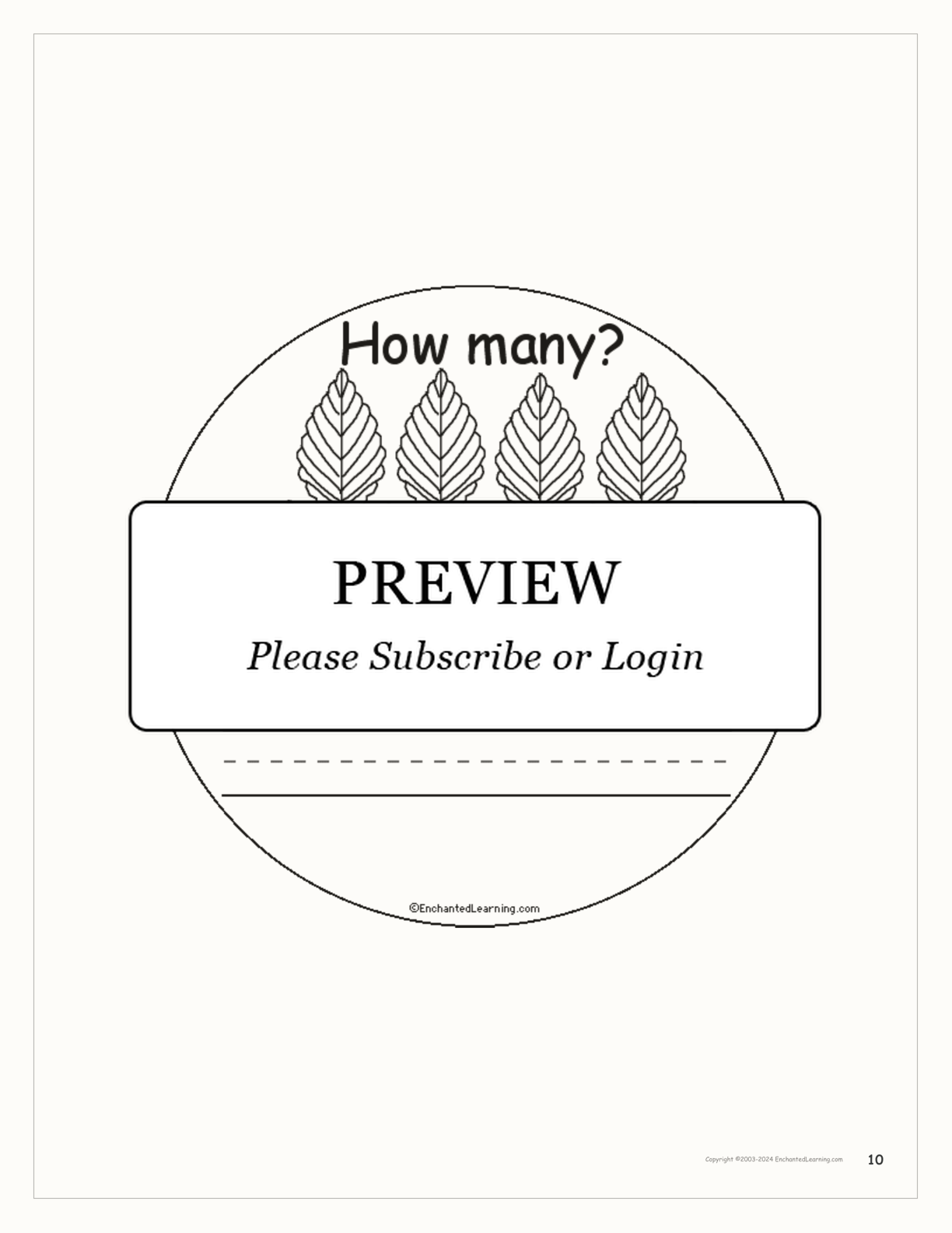 How Many Leaves? interactive printout page 10