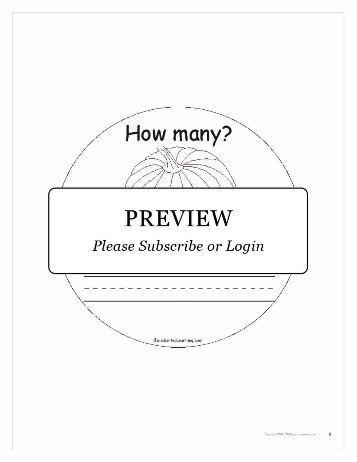 How Many Pumpkins? interactive printout page 2
