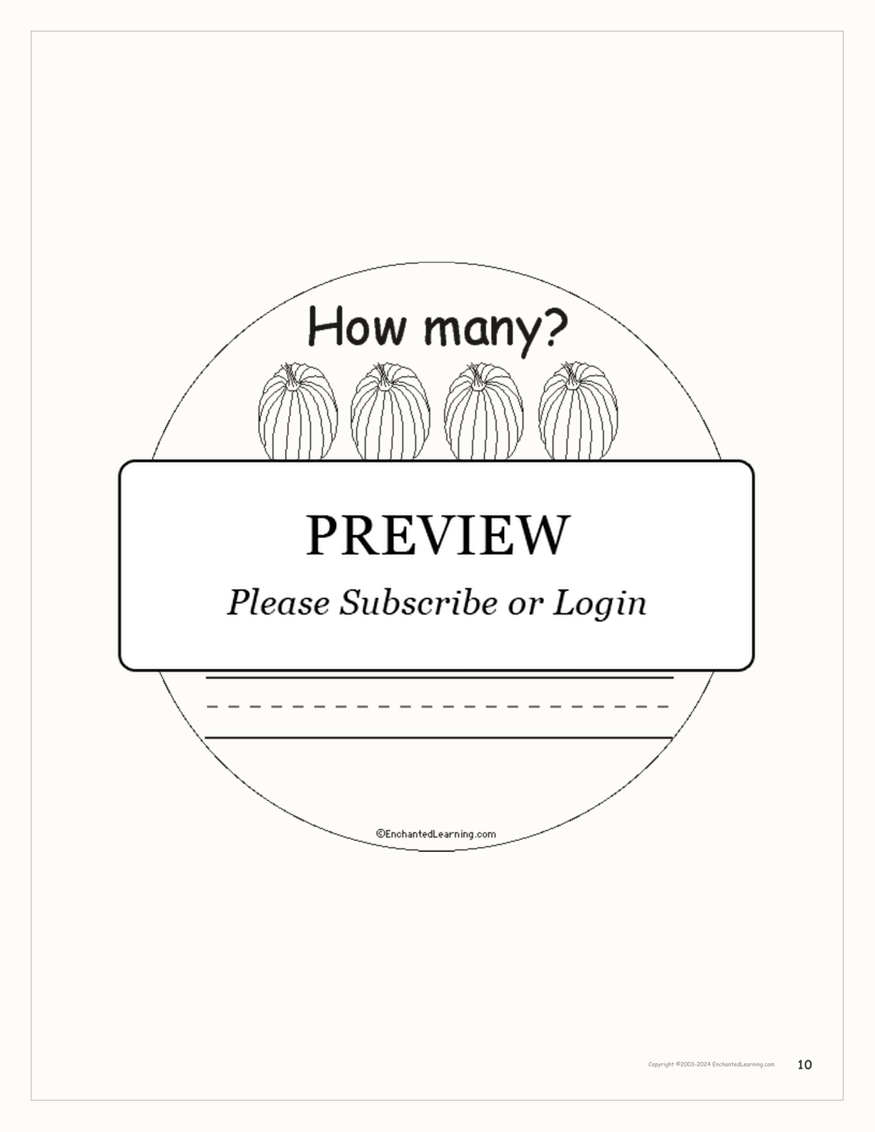 How Many Pumpkins? interactive printout page 10