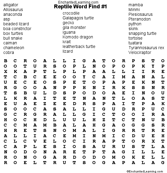 Search result: 'Reptile Wordsearch Puzzle Puzzle'