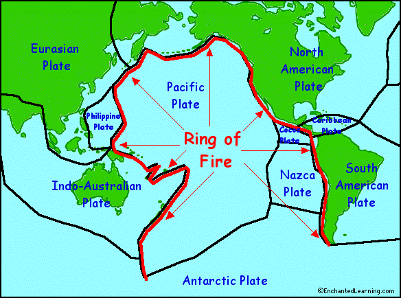 pacific ring of fire map The Ring Of Fire Enchantedlearning Com pacific ring of fire map