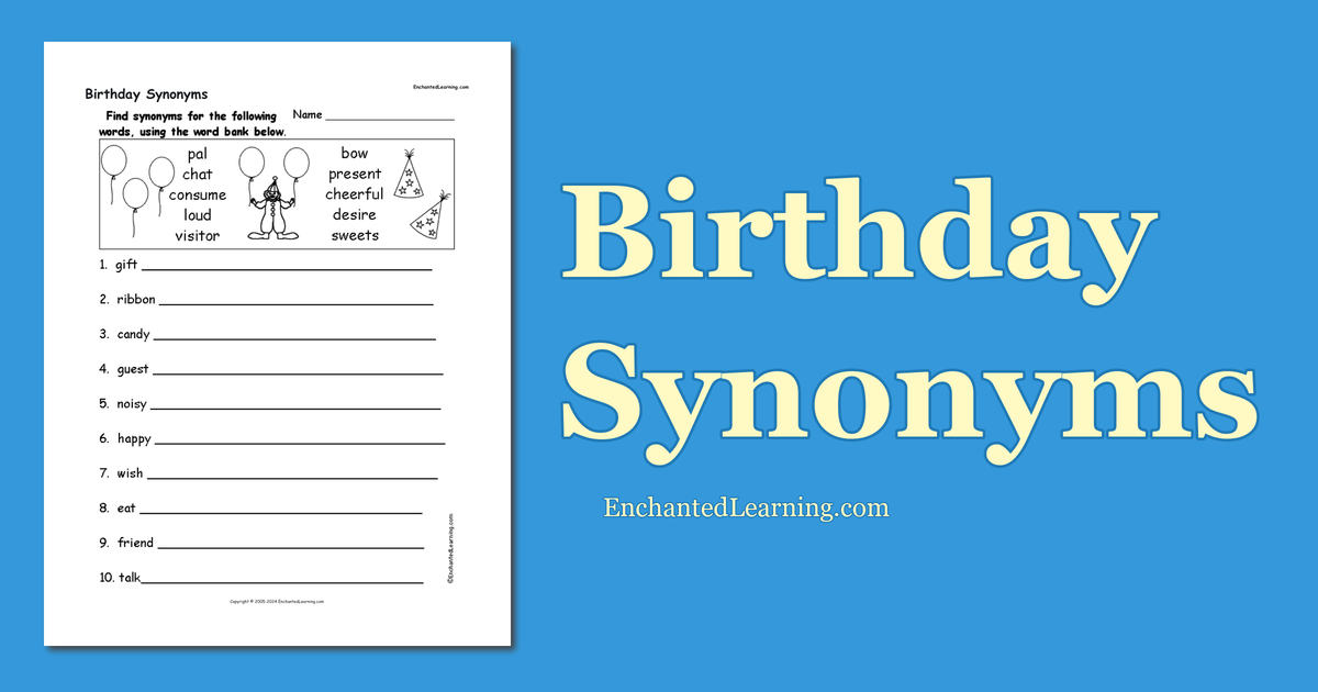 birthday-synonyms-enchanted-learning