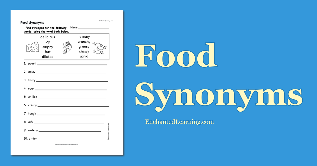 Food Synonyms Enchanted Learning