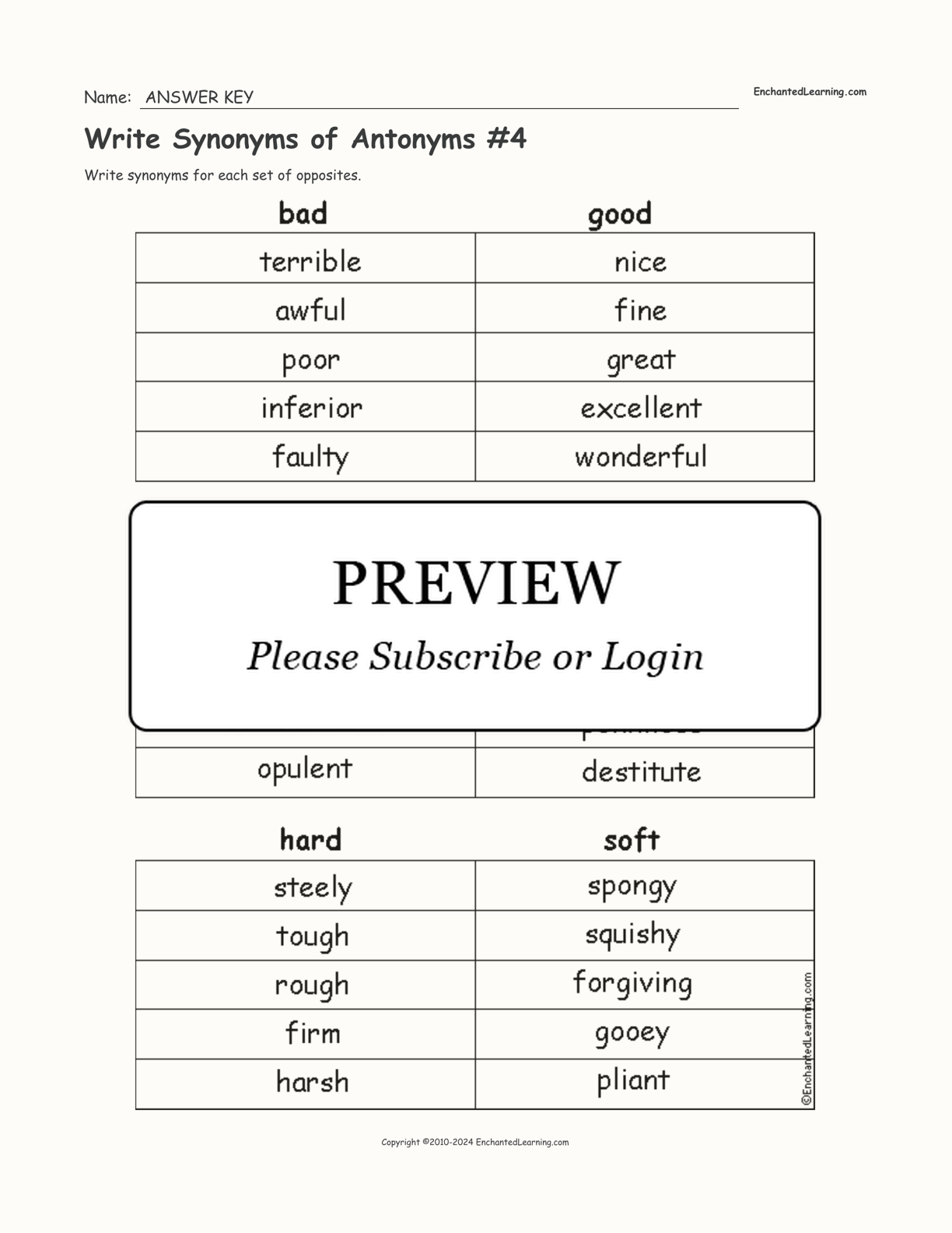 Write Synonyms of Antonyms #4 interactive worksheet page 2