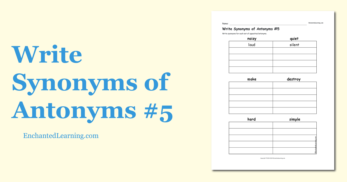 Synonyms and Antonyms for Writing: 5 Lessons . Writing Outcome
