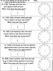 Fractions of an Hour Worksheet #1: EnchantedLearning.com