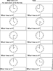 telling time worksheets enchantedlearning com