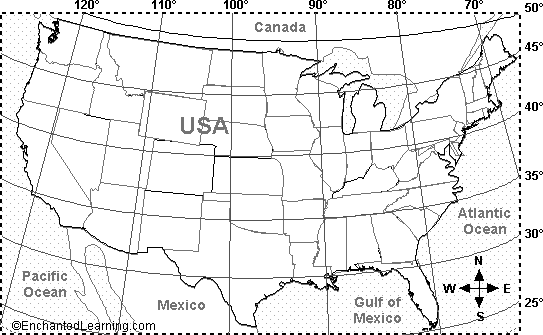 us map with longitude and latitude lines Usa Contiguous Latitude And Longitude Activity Printout 1 us map with longitude and latitude lines