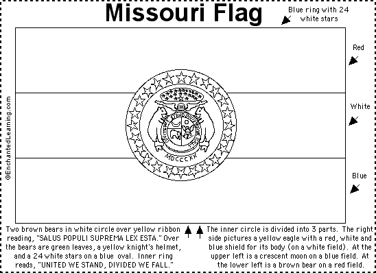 391 Cute Missouri Flag Coloring Page for Adult
