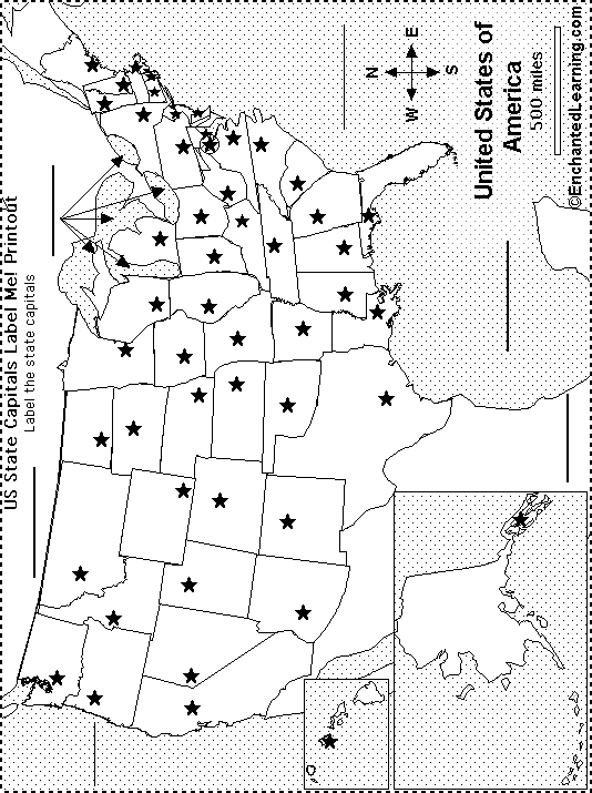 USA label state capitals