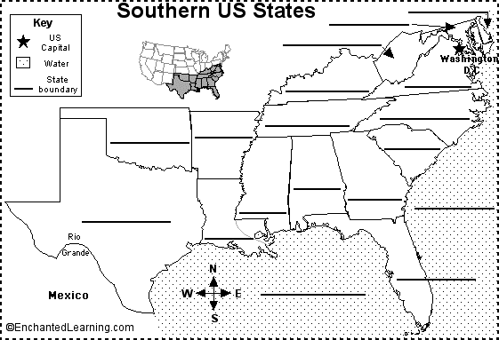 Search result: 'Label Southern US States Printout'