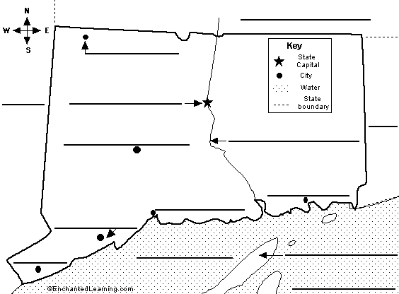 Label Connecticut state map