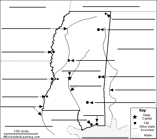 Label Mississippi Map Printout - EnchantedLearning.com