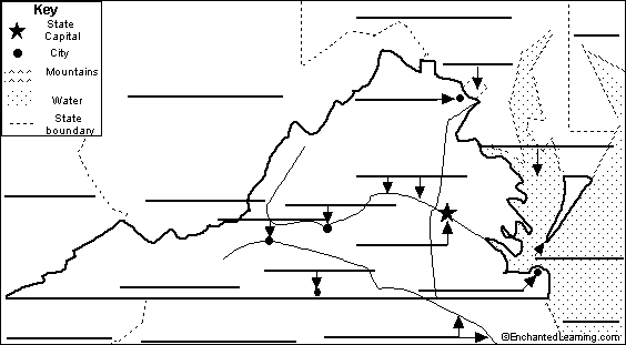 blank map of virginia and bordering states Label Virginia Map Printout Enchantedlearning Com blank map of virginia and bordering states