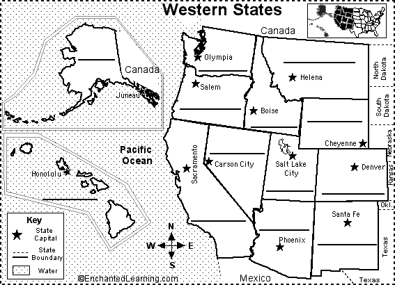 Label Western US States Printout EnchantedLearning Com   Labelwest.GIF