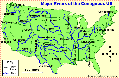 Major Rivers In Usa Map - William Quilty