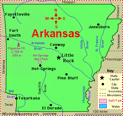 State Of Arkansas Map Arkansas: Facts, Map And State Symbols - Enchantedlearning.com