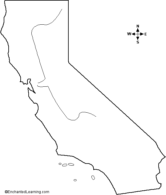 Outline Map California - EnchantedLearning.com