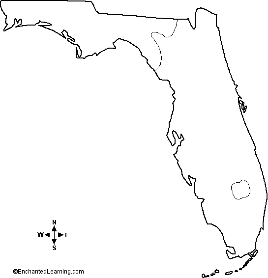 Outline Map Of Florida Outline Map Florida   EnchantedLearning.com