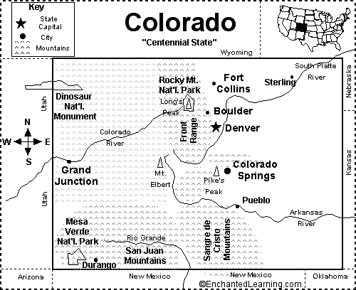 colorado mapquiz printout enchantedlearningcom