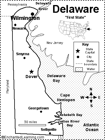 Delaware Map Quiz Printout Enchantedlearning Com