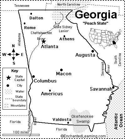 Georgia Map Quiz Printout Enchantedlearning Com