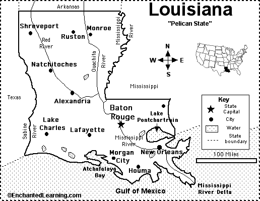 louisiana map with cities